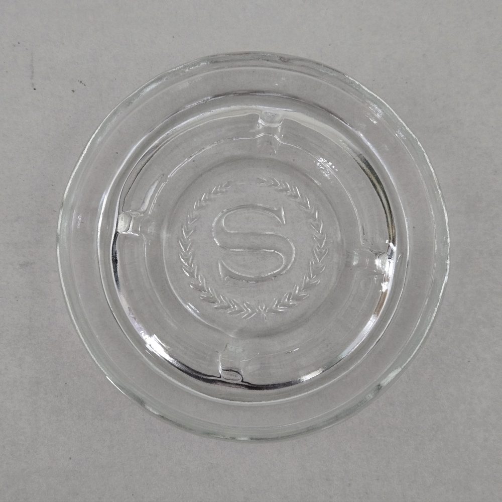 VTG 70s Sheraton Hotel 5" Round 4 Rest Clear Double Rim Glass Ashtray Dish